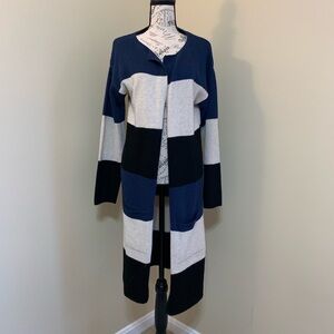 Orb Knit Navy Stripe Duster Sweater Size Small NWT